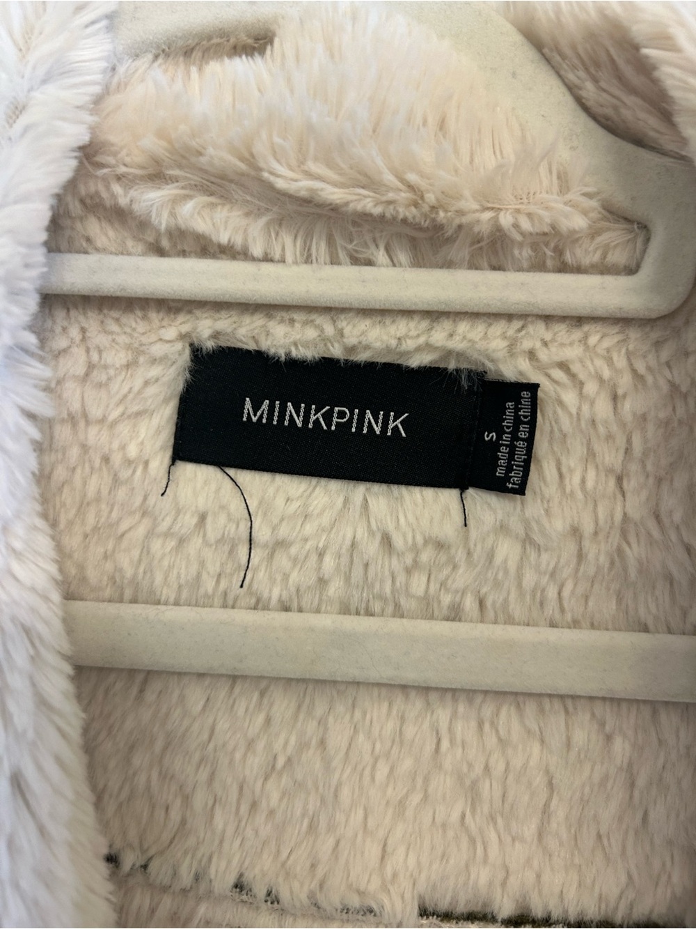 MINKPINK Olive Corduroy Bomber Jacket with Cream Sherpa Collar - Picture 4 of 4